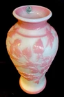 Fenton Art Glass Cameo Carved Leaves On Rosalene  LIMITED  # 11