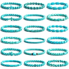 3Pcs Bohemian Turquoises Beads Bracelets Reiki Stone Cube Irregular Bracelet Set