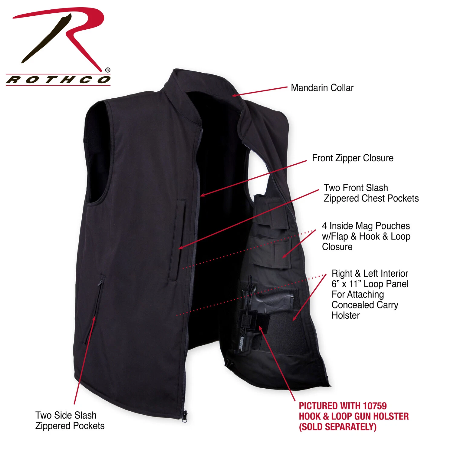 Rothco Men's Concealed Carry Soft Shell Vest 86500
Opens in a new window or tab