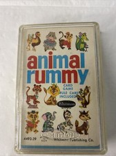 Vintage Whitman Card Game 4493 Animal Rummy w/ Plastic Case USA