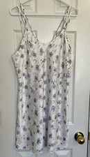 Vintage Cinema Etoile White and Lavendar Nightgown Tank Dress Size L EUC