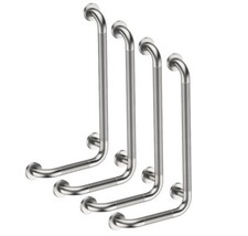YUANDE GRAB BAR 12 X 24 INCH L-SHAPED GRAB BAR, CHROME, 4 PACK