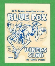 VINTAGE ORIGINAL 1966 ED ROTH "BLUE FOX DINERS CLUB" TIJUANA MEXICO DECAL ART 
