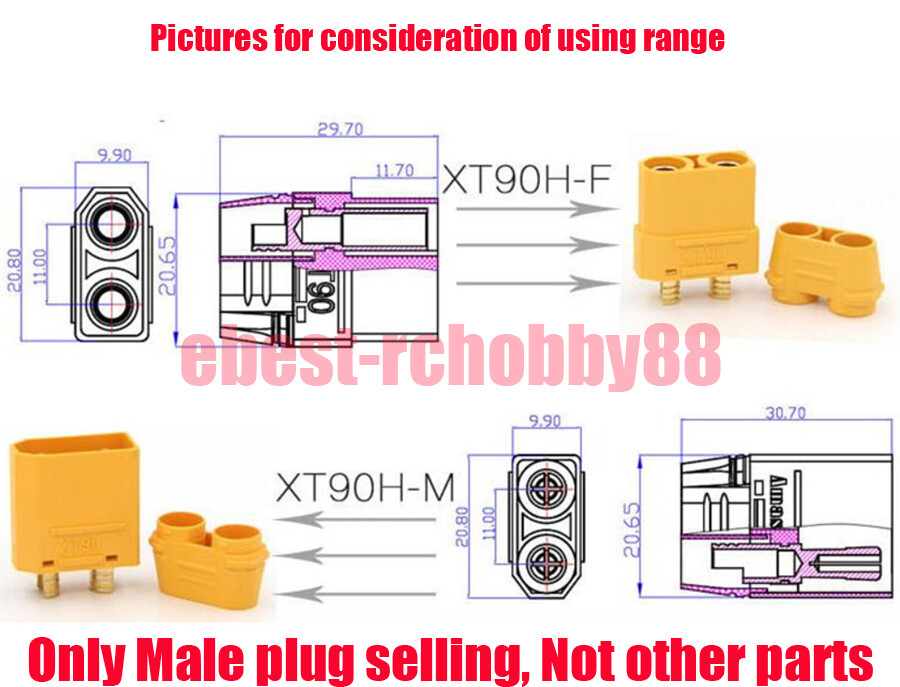 Image 3 - 50 pcs Genuine Female Amass XT90 Bullet Connector 4.5mm Plug For Charger Battery