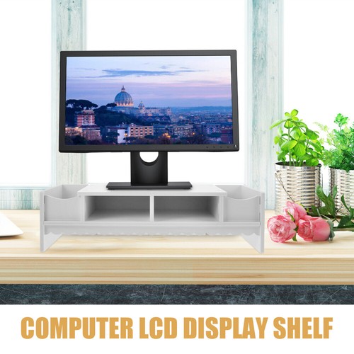 Increased Storage Box Office Work Desktop Rack White Monitor Riser - Photo 2/12