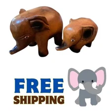 Wooden Elephant Thai Handmade Carving Collectible Decor Enhance Feng Shui