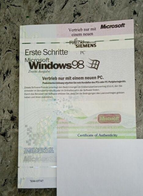 Microsoft Windows 98 Zweite Ausgabe Handbuch Erste Schritte