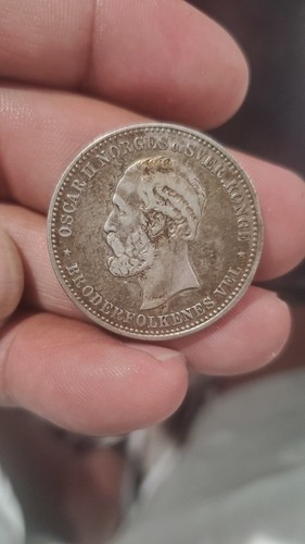 1893 Norwegian Silver 2 Kroner Coin In GREAT CONDITION
