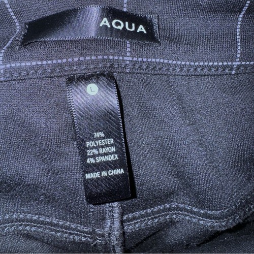 Aqua Black Window Pane Plaid Skinny Pants Large Stretch sz Large - Picture 7 of 7