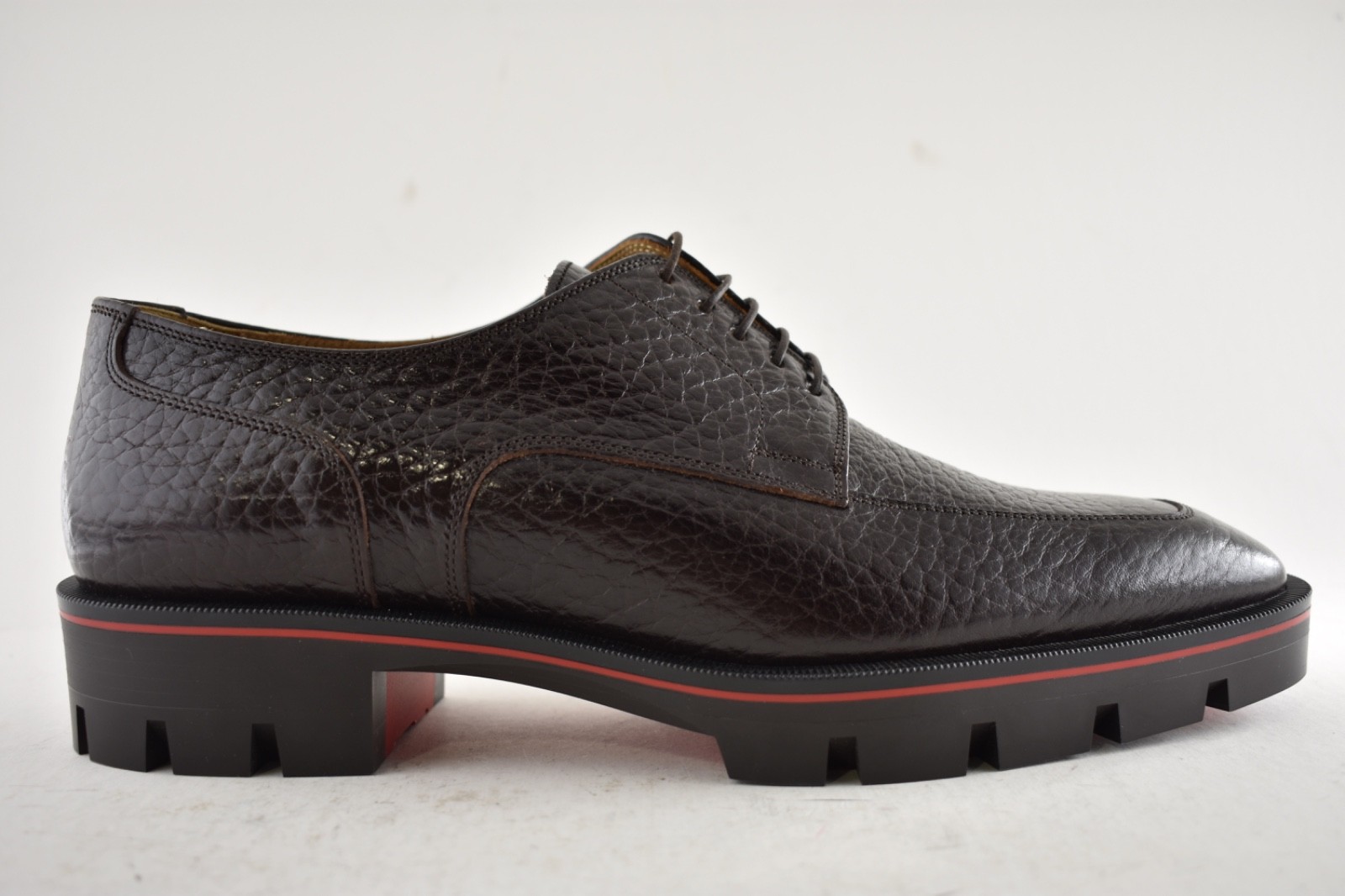 SAOLA Mocassino Christian Louboutin uomo Davisol piatto marrone suola derby Oxford 44 11