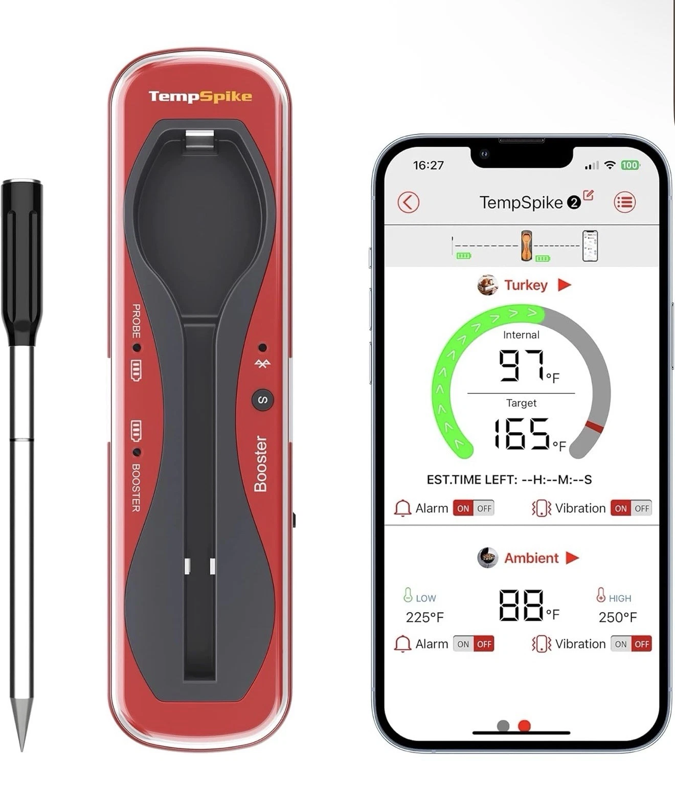 ThermoPro TempSpike Wireless Bluetooth Digital Meat Thermometer Grilling 500ft R