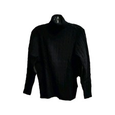 St. John's Bay Cable-Knit Turtleneck Pullover Sweater Black 1X Plus Long Sleeve
