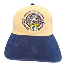 VINTAGE B.A.S.S. Bass Anglers Sportsman Society Official Member Hat Cap Tan Blue