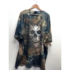 Liquid Blue Skull Shirt Skeleton Head Spider Brown Tie Dye Graphic Tee 5XL