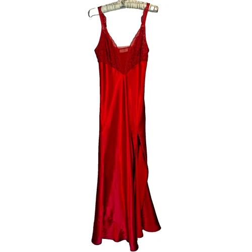 UNDERCOVER Camicia da notte vintage anni 90 Victoria's Secret rossa slip dress petite lunga maxi