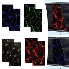 2 Pieces Waterproof Car B Pillar Decals Door Post Stickers 3D Crack Style