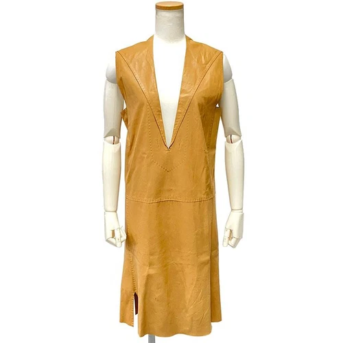 HERMÈS Hermes abito pelle di agnello cammello 36 donna