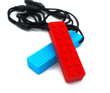 2 Pc Silicone Sensory Chew Brick Necklace - Food Grade - ADHD Autism Teething