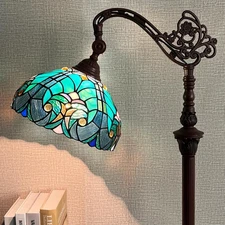 Tiffany Reading Floor Lamp,Stained Glass Gooseneck Floor Light for Reading,Antiq