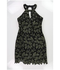 GUESS Womens Lace Keyhole Sheath Dress, Green, 0