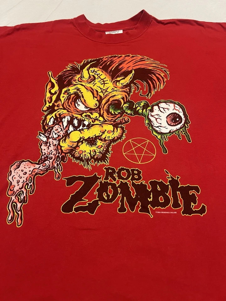 Camiseta Rob Zombie 2002 Vintage Say You Love Satan, Roja XXL Foto 2 de 4