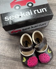 Baby Girl Clothes See Kai Run Size 4 Alyshya Brown Flower Shoes