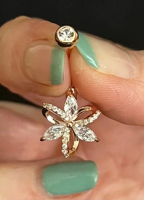 Marquise Cut Lab Created Diamond Belly Button Navel Ring 14K Yellow  Gold Plated