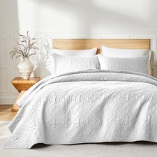 Twin Quilt Bedding Set for All Seasons,Lightweight Twin 68"x88" White