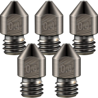5 Pcs 0.4mm Hardened Steel Nozzles for 3D Printers, Compatible with Ender & Prus