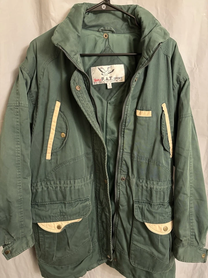 Chaqueta de invierno Triple Fat Goose vintage verde para hombre talla pequeña Foto 2 de 4