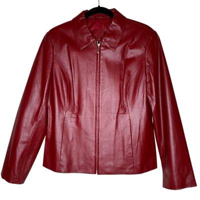 Rosleen Burgundy Leather Jacket Size M Classic, Vintage, Chic