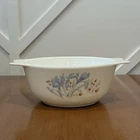 Vintage Pyrex Blue Iris England Round Baking Casserole Dish w/ Handles Bowl