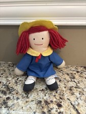 1990 Madeline Plush Doll by Eden 9 Red Yarn Hair Blue Dress