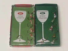 12 Christmas Wine Charms Holiday Wine Glass Markers Boston Warehouse BW New