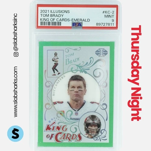 2021 PANINI ILLUSIONS #KC-2 TOM BRADY KING OF CARDS EMERALD PSA 9