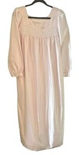 Vintage Komar Country Sz L Pink Satin  Cotton Lace Inset Nightgown Made in USA