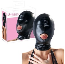Maschera integrale bondage sexy mask per testa bocca aperta sadomaso fetish bdsm