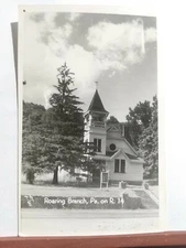 Vtg Postcard. RPPC Methodist Church roaring Branch Pennsylvania on route 14