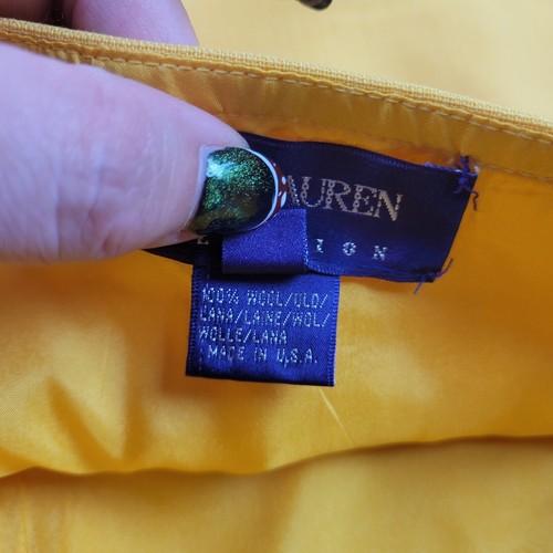 Ralph Lauren Skirt Womens 2 Mustard Yellow Purple Label Wool USA Mini Wrap Lined - Picture 4 of 7