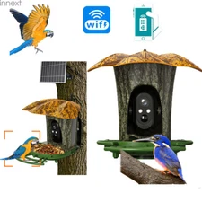 1080P Wireless Solar Smart Bird Feeder Camera HD Auto Capture Record 64G TF Card