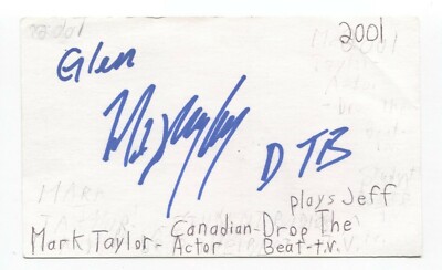 Mark Taylor Signed 3x5 Index Card Autograph Signature Canadian