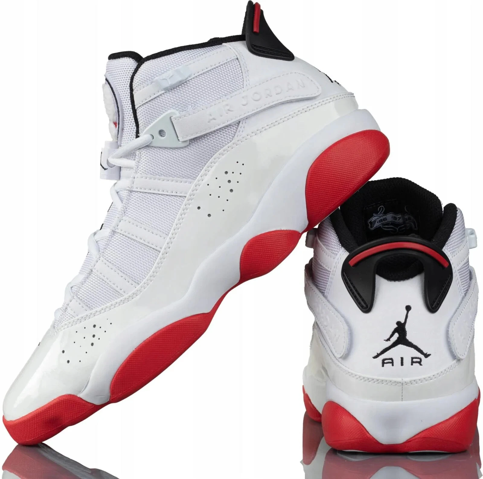 Air Jordan 6 Rings 322992 160 White University Red Black New Men's Sz 12