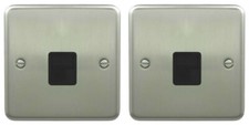 2 x Deta 1962SCB Secondary Telephone Sockets Satin Chrome / Black Insert