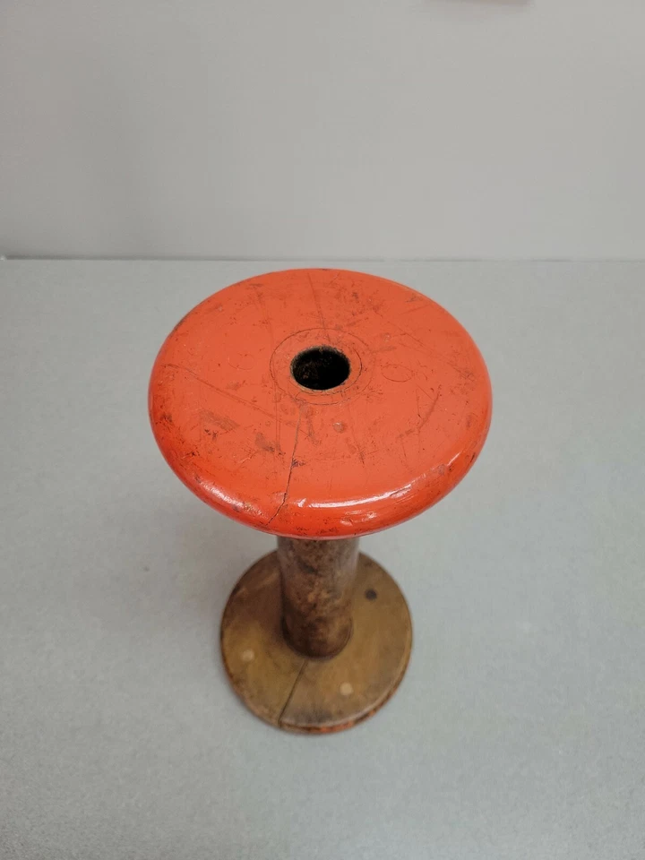 Vintage industrial textile spool- wood/metal- 10 1/2" - Image 2 of 4