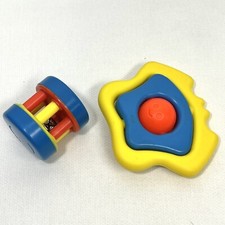 Vintage Baby Rattle Lot of 2 Fisher Price Butterfly First Years Cage Barrel Bell