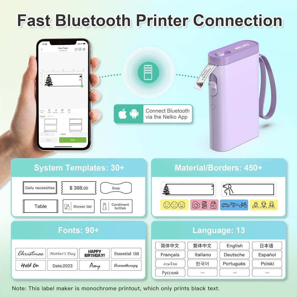 Bluetooth Label Maker P21 with Tape - Wireless Mini Portable Label Printer
