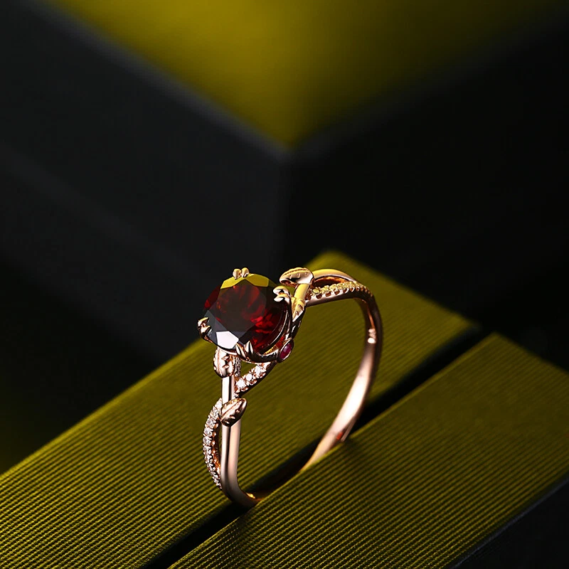 Natural garnet shop ring