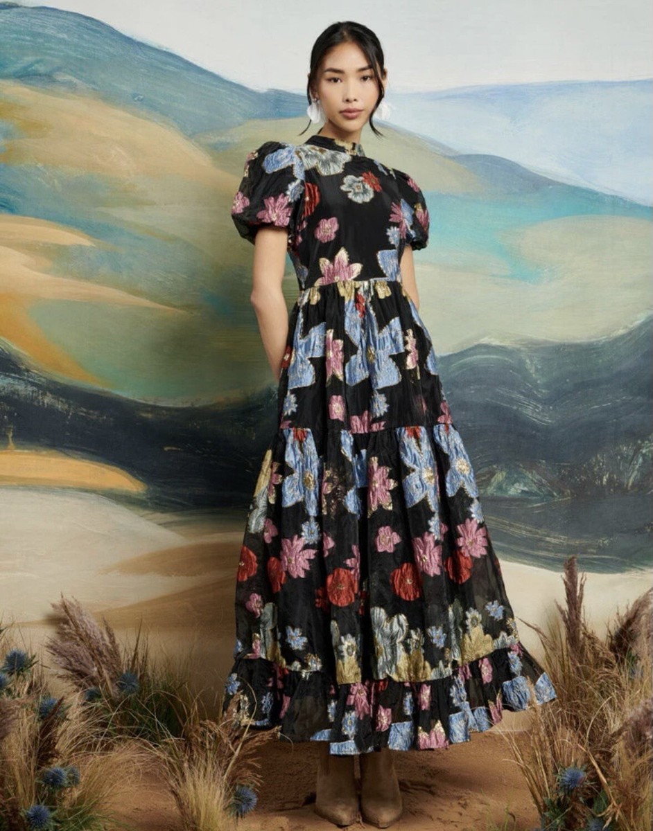 Sister Jane Poetic Jacquard Midi Dress BNWT Size m+ Floral