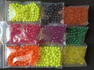 9 pack 6mm fishing lure Beads 9 bags 9 colors 100 ct. Bags Spinner Bait Jigs