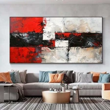 Black Red Wall Art Paintings Hand Painted Abstract Oil Painting On Canvas